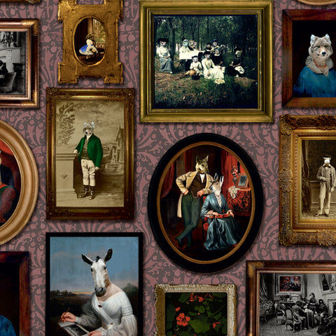 At the Art Gallery Wallpaper Burgundy