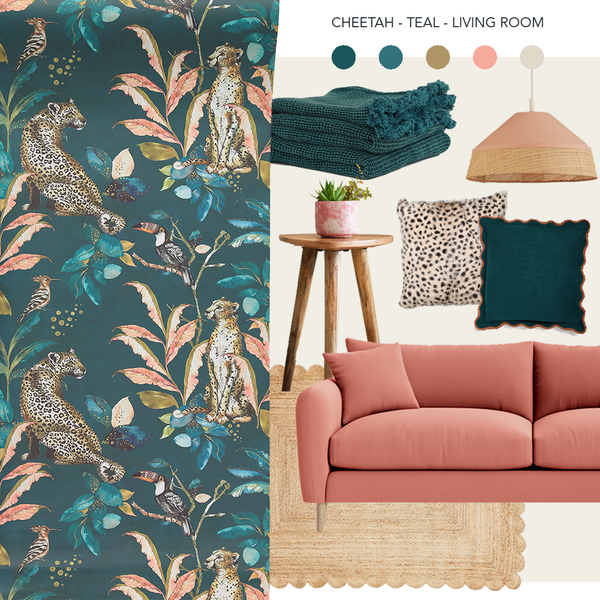Cheetah Wallpaper Teal