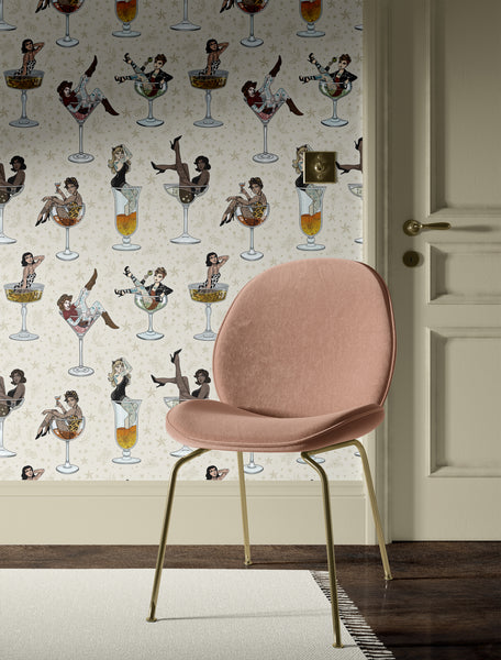Cocktail Girls Wallpaper Cream