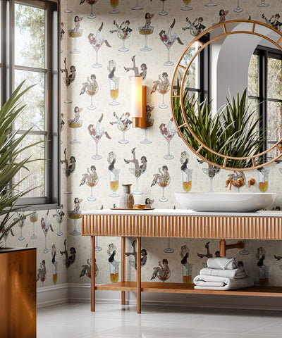 Cocktail Girls Wallpaper Cream