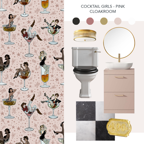 Cocktail Girls Wallpaper Pink