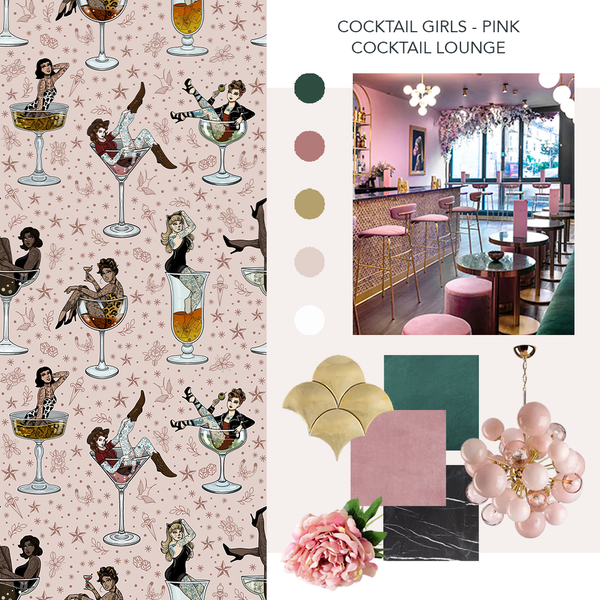 Cocktail Girls Wallpaper Pink