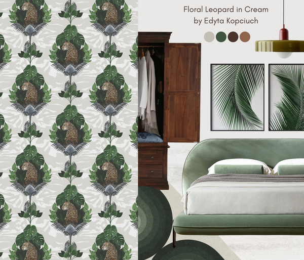 Floral Leopard Wallpaper Cream