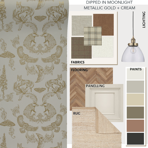 Dipped in Moonlight Wallpaper Metallic Gold & Cream