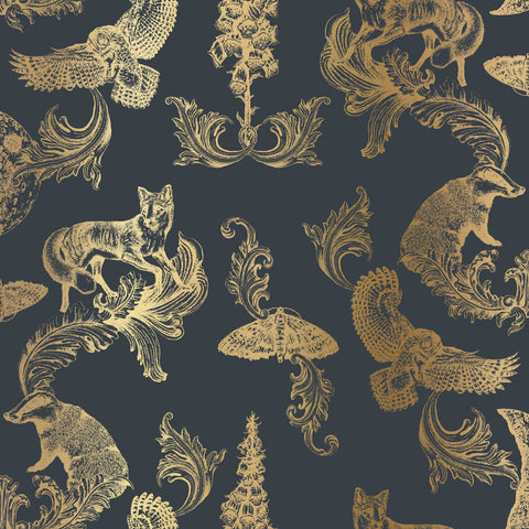 Dipped in Moonlight Wallpaper Metallic Gold & Charcoal