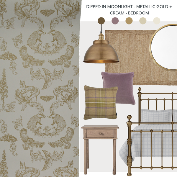 Dipped in Moonlight Wallpaper Metallic Gold & Cream