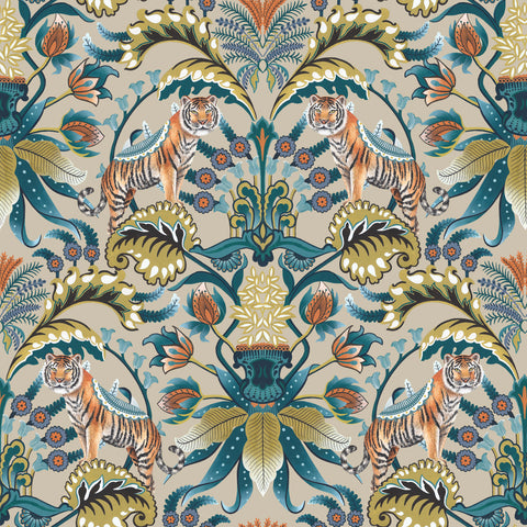 Exotic Tiger Wallpaper Cream Stone