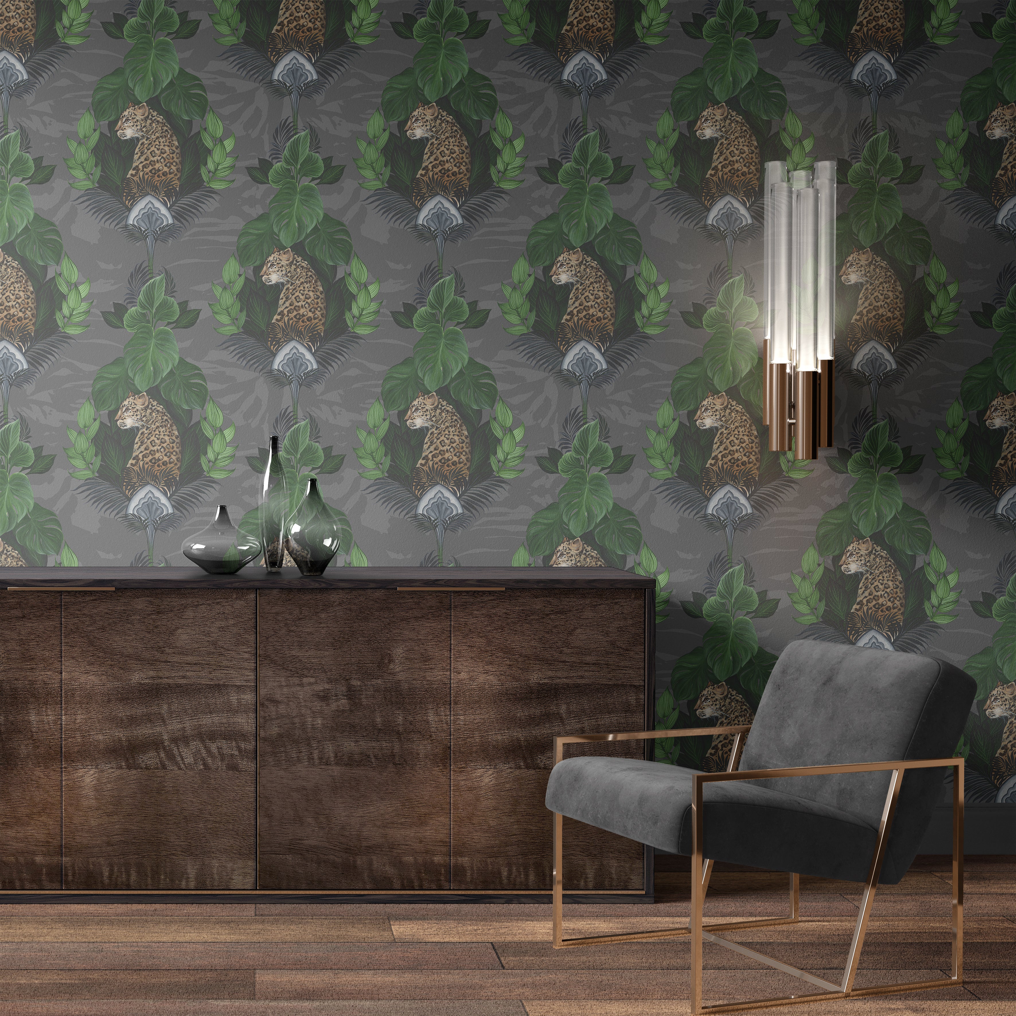Shop Wallapper Floral Leopard Wallpaper | Luxury Botanical Design | Graduate Collection