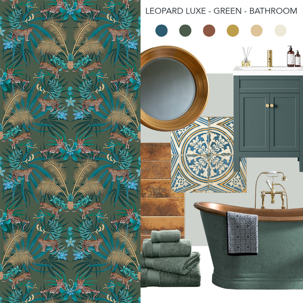 Leopard Luxe Wallpaper Green