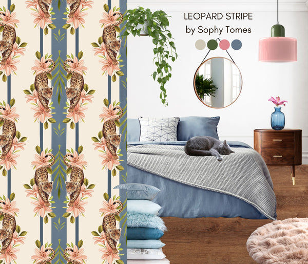 Leopard Stripe Blue Wallpaper