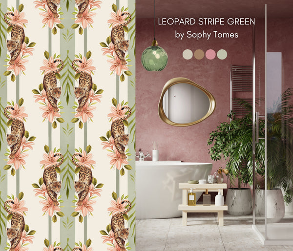 Leopard Stripe Green Wallpaper