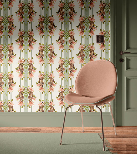 Leopard Stripe Green Wallpaper