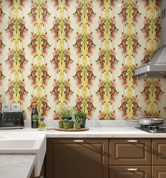Leopard Stripe Yellow Wallpaper
