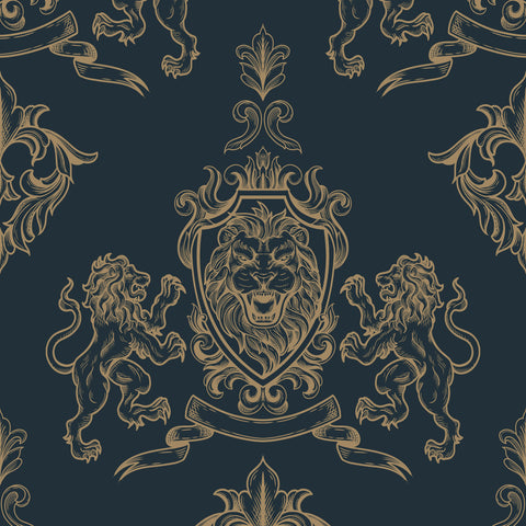 Lionheart Wallpaper Navy Blue