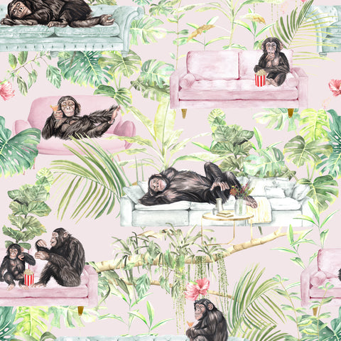 Monkey Business Wallpaper Pink