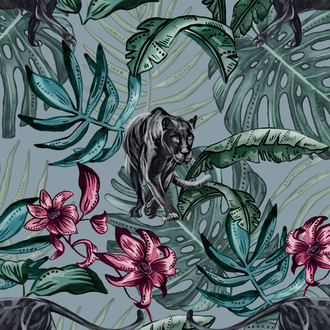 Jungle Panther Wallpaper Blue