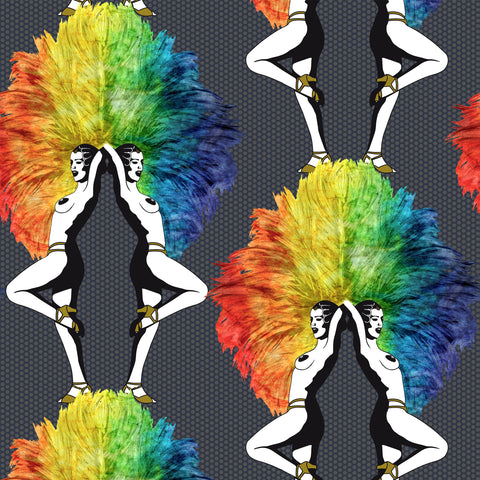 Showgirls Wallpaper Rainbow Black