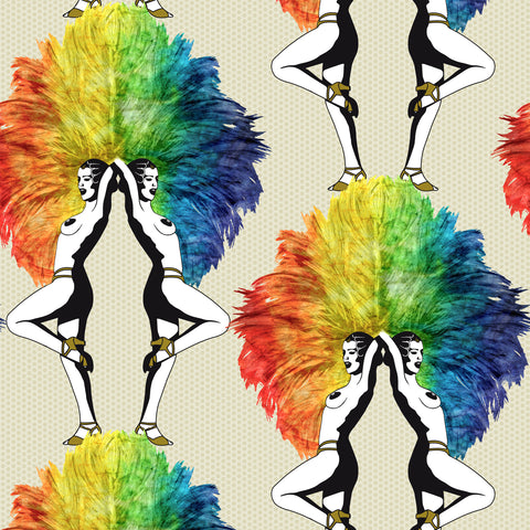 Showgirls Wallpaper Rainbow Cream