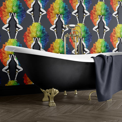 Showgirls Wallpaper Rainbow Black