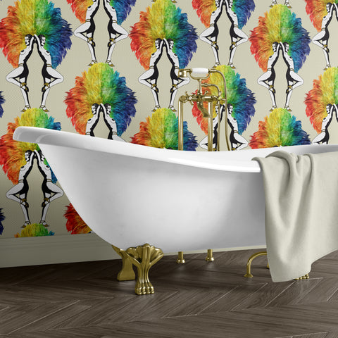 Showgirls Wallpaper Rainbow Cream