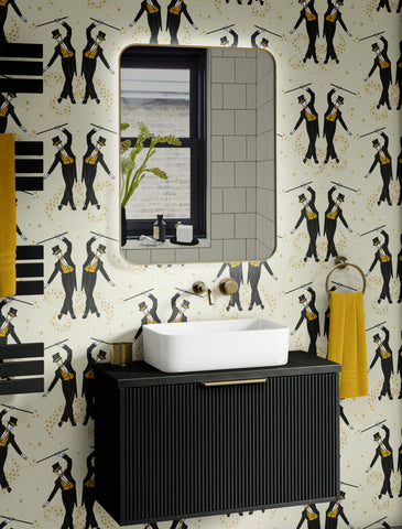 Showboys Wallpaper Cream & Mustard