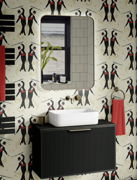 Showboys Wallpaper Cream & Red