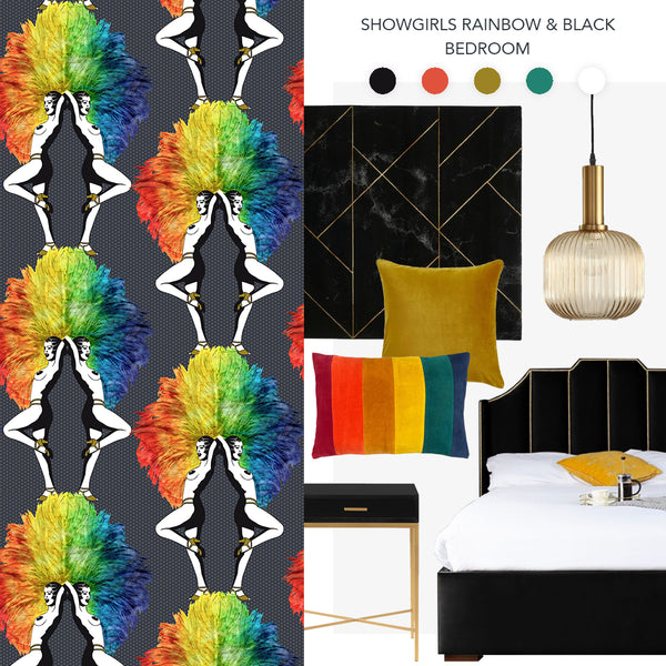 Showgirls Wallpaper Rainbow Black
