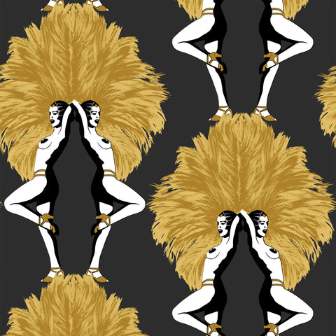 Showgirls Wallpaper Metallic Gold & Black
