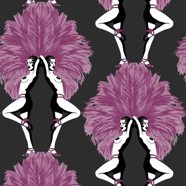Showgirls Wallpaper Metallic Pink & Black