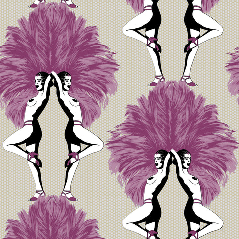 Showgirls Wallpaper Metallic Pink & Cream