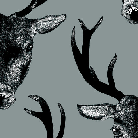 Stag Wallpaper Grey