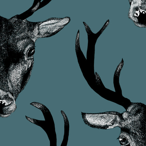 Stag Wallpaper Teal