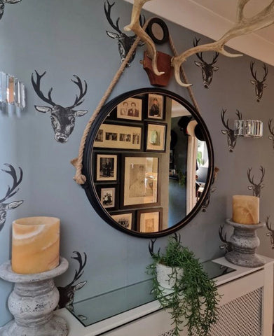 Stag Print Wallpaper Grey