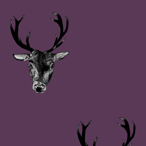 Stag Print Wallpaper Plum