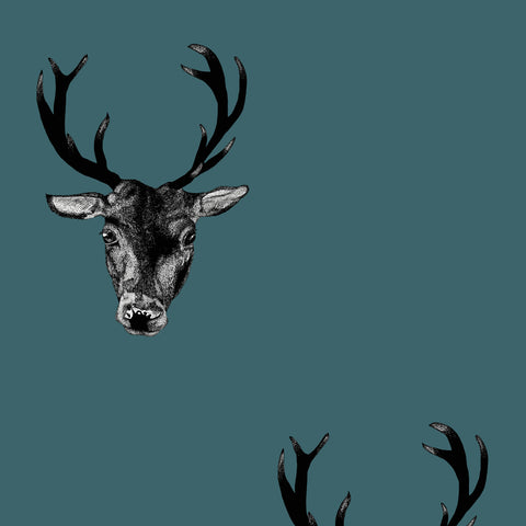 Stag Print Wallpaper Teal
