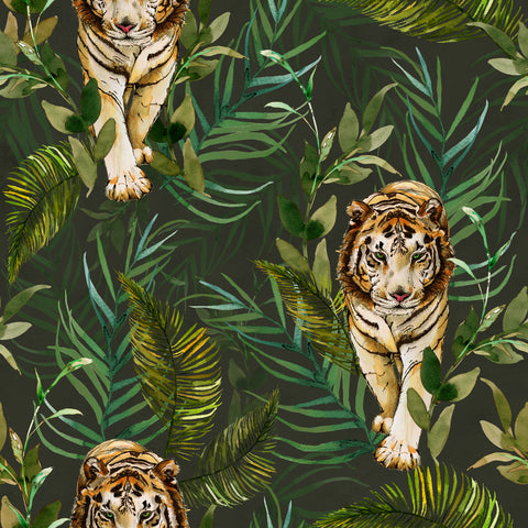 Tiger Tiger Wallpaper Green