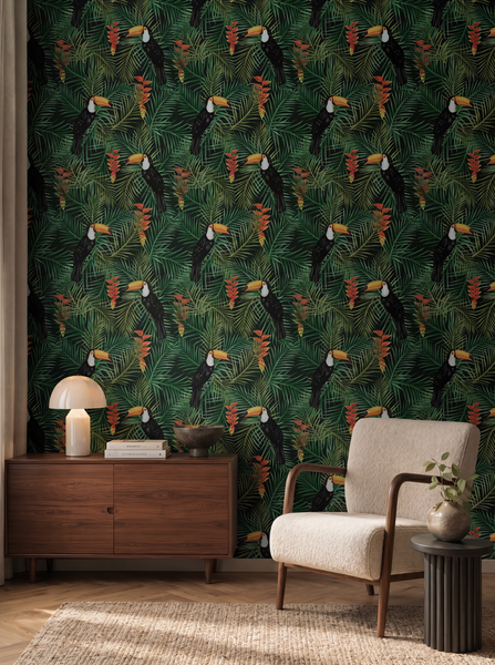 Toucan Wallpaper Green