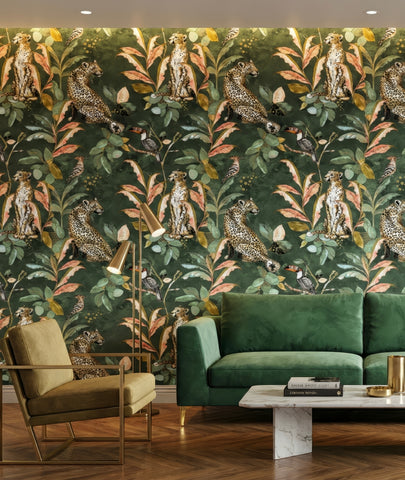 Cheetah Wallpaper Green