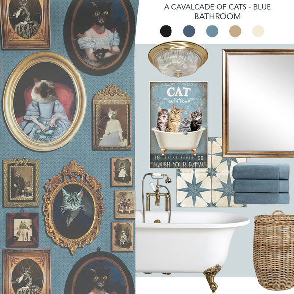 A Cavalcade of Cats Wallpaper Blue