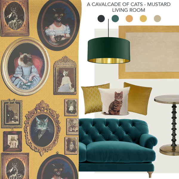 A Cavalcade of Cats Wallpaper Mustard