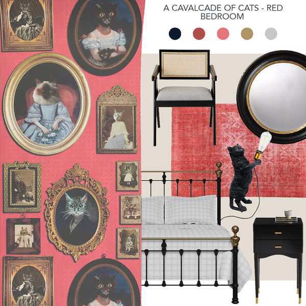 A Cavalcade of Cats Wallpaper Red