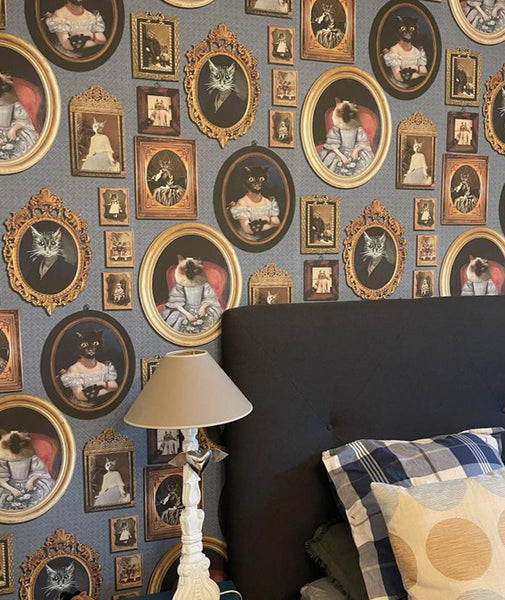 A Cavalcade of Cats Wallpaper Blue