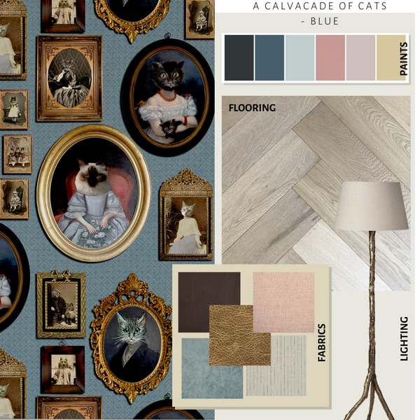 A Cavalcade of Cats Wallpaper Blue