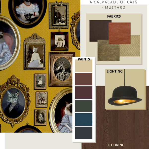 A Cavalcade of Cats Wallpaper Mustard