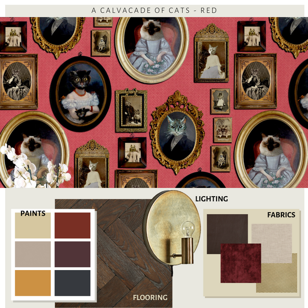 A Cavalcade of Cats Wallpaper Red