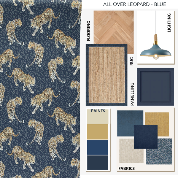 Leopard Wallpaper in Blue