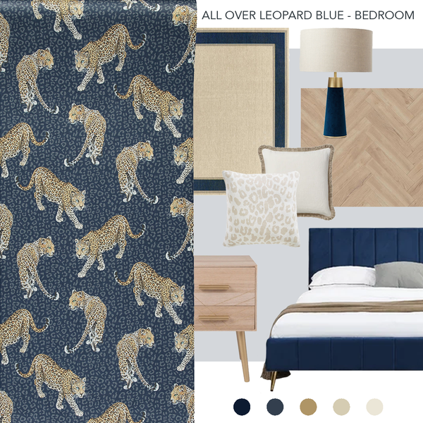Leopard Wallpaper in Blue