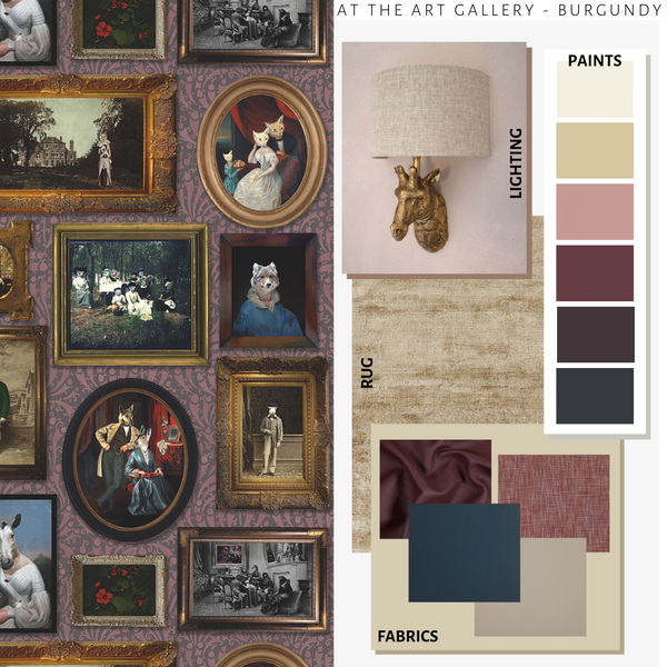 At the Art Gallery Wallpaper Burgundy