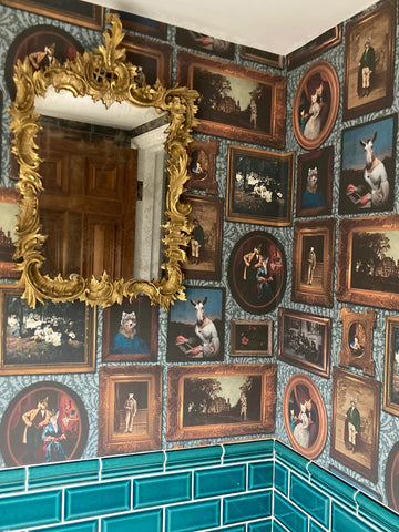 At the Art Gallery Wallpaper Teal