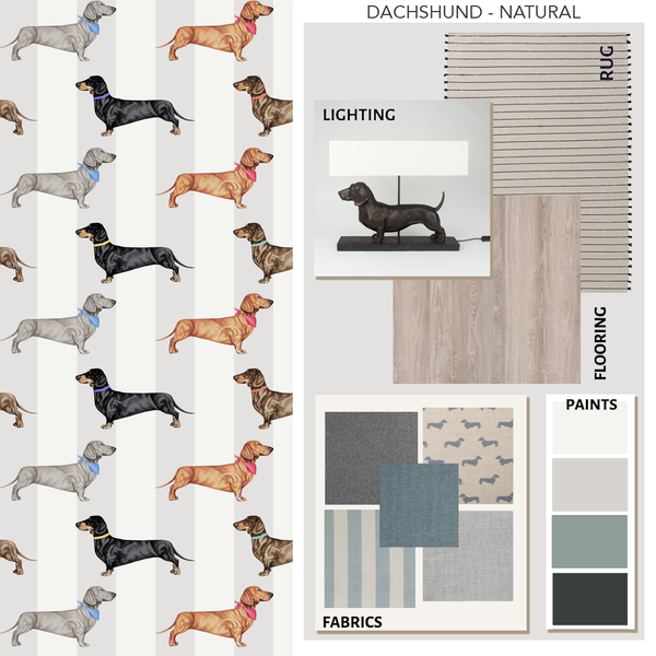 Dachshund Wallpaper Natural Stripe